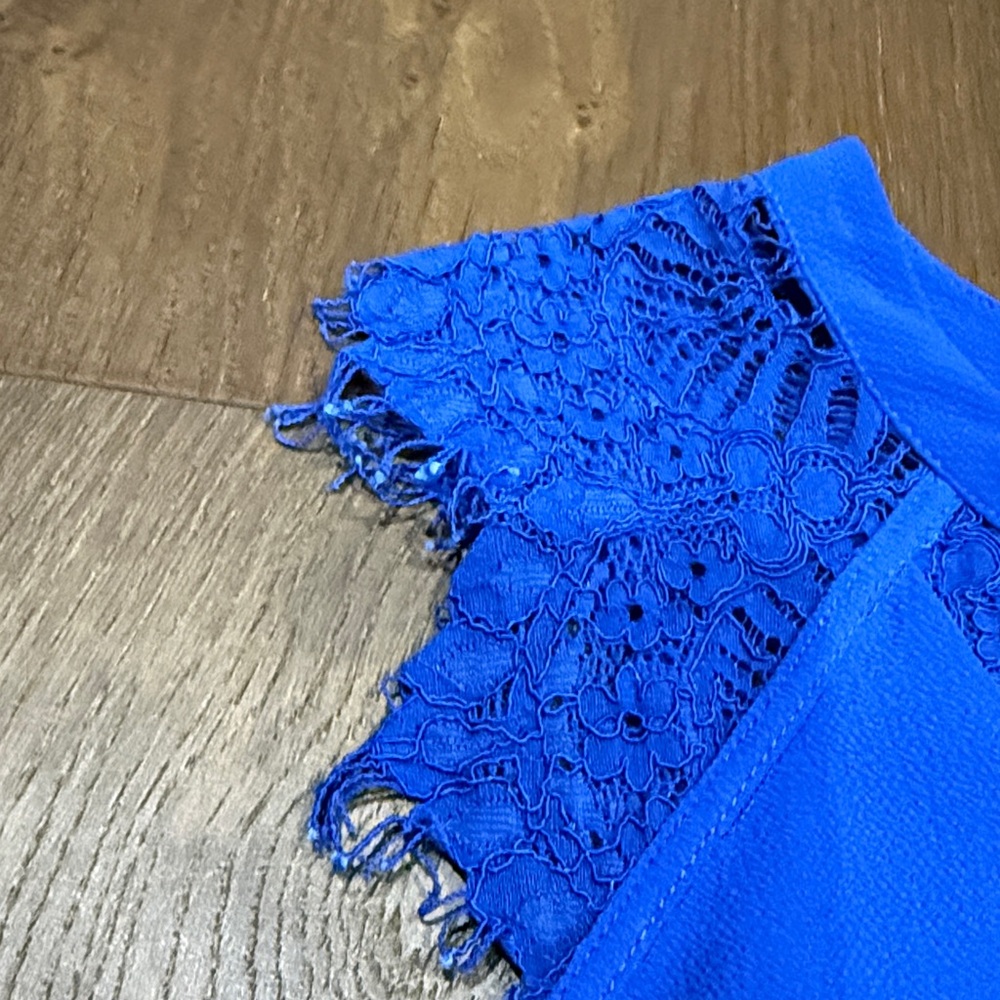 Brixon Ivy Royal Blue Lace Accent Blouse - Picture 5 of 6
